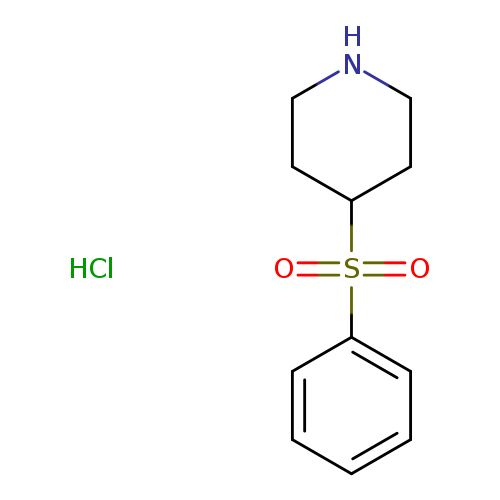 O=S(=O)(c1ccccc1)C1CCNCC1.Cl