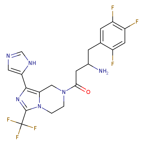 NC(Cc1cc(F)c(cc1F)F)CC(=O)N1CCn2c(C1)c(nc2C(F)(F)F)c1cnc[nH]1