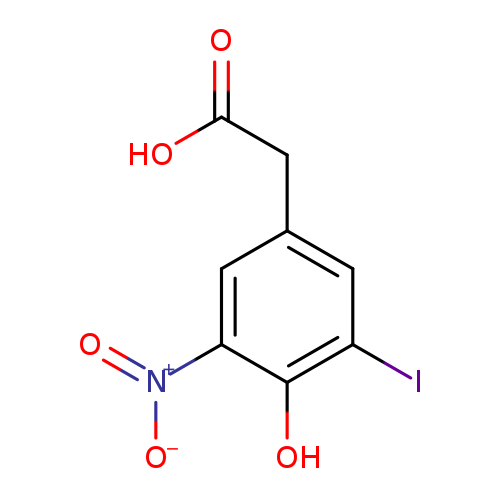 OC(=O)Cc1cc(I)c(c(c1)[N+](=O)[O-])O
