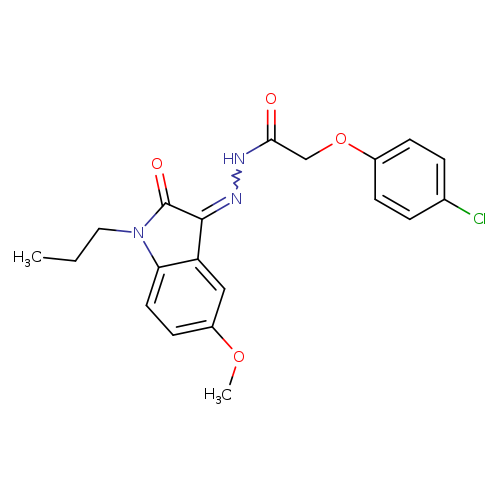 CCCN1C(=O)C(=NNC(=O)COc2ccc(cc2)Cl)c2c1ccc(c2)OC