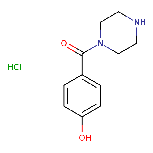 O=C(c1ccc(cc1)O)N1CCNCC1.Cl