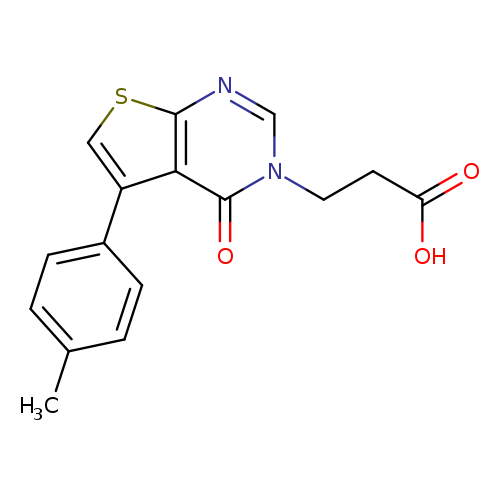 OC(=O)CCn1cnc2c(c1=O)c(cs2)c1ccc(cc1)C