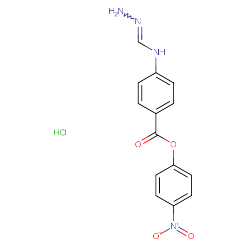 NN=CNc1ccc(cc1)C(=O)Oc1ccc(cc1)[N+](=O)[O-].Cl