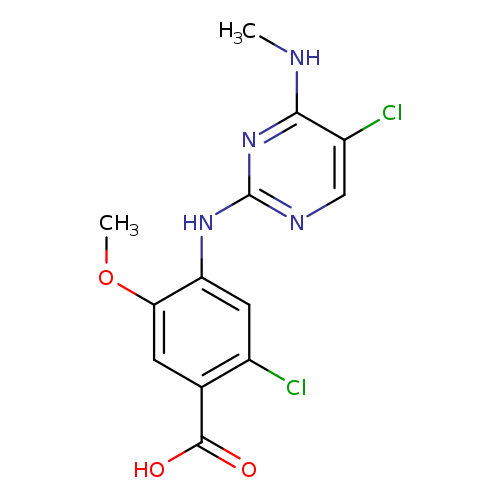 COc1cc(C(=O)O)c(cc1Nc1ncc(c(n1)NC)Cl)Cl