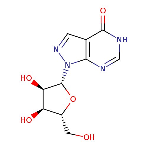OC[C@H]1O[C@H]([C@@H]([C@@H]1O)O)n1ncc2c1nc[nH]c2=O