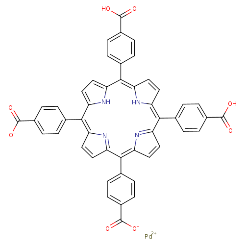[O-]C(=O)c1ccc(cc1)C1=C2C=CC(=N2)C(=c2ccc(=C(c3[nH]c(C(=C4N=C1C=C4)c1ccc(cc1)C(=O)O)cc3)c1ccc(cc1)C(=O)O)[nH]2)c1ccc(cc1)C(=O)[O-].[Pd+2]