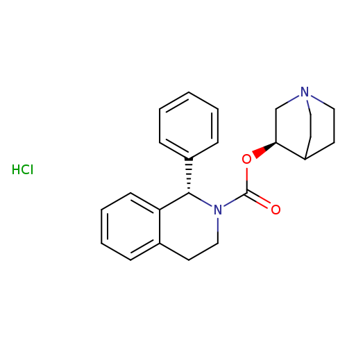 O=C(N1CCc2c([C@@H]1c1ccccc1)cccc2)O[C@H]1CN2CCC1CC2.Cl