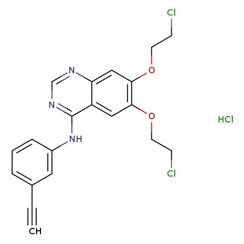 ClCCOc1cc2c(ncnc2cc1OCCCl)Nc1cccc(c1)C#C.Cl