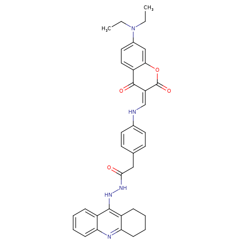 CCN(c1ccc2c(c1)OC(=O)/C(=C/Nc1ccc(cc1)CC(=O)NNc1c3CCCCc3nc3c1cccc3)/C2=O)CC