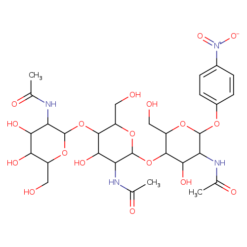 OCC1OC(Oc2ccc(cc2)[N+](=O)[O-])C(C(C1OC1OC(CO)C(C(C1NC(=O)C)O)OC1OC(CO)C(C(C1NC(=O)C)O)O)O)NC(=O)C