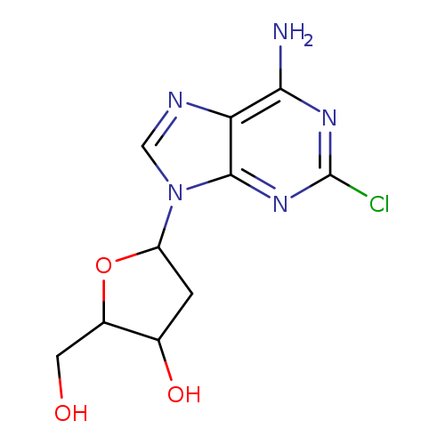 OCC1OC(CC1O)n1cnc2c1nc(Cl)nc2N