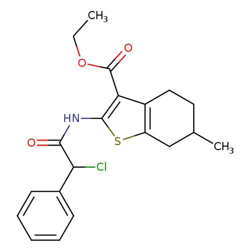 CCOC(=O)c1c(NC(=O)C(c2ccccc2)Cl)sc2c1CCC(C2)C