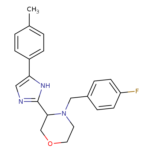 Cc1ccc(cc1)c1cnc([nH]1)C1COCCN1Cc1ccc(cc1)F