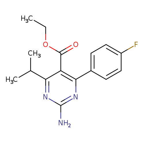 CCOC(=O)c1c(nc(nc1C(C)C)N)c1ccc(cc1)F
