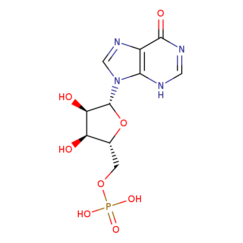 O[C@@H]1[C@H](O)[C@H](O[C@H]1n1cnc2c1[nH]cnc2=O)COP(=O)(O)O