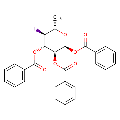 C[C@@H]1O[C@@H](OC(=O)c2ccccc2)[C@H]([C@@H]([C@H]1I)OC(=O)c1ccccc1)OC(=O)c1ccccc1