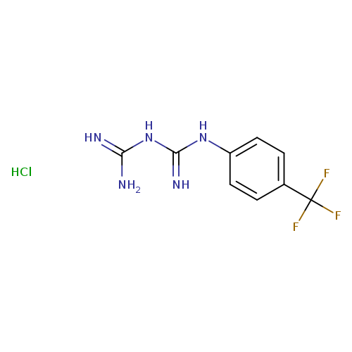 N=C(Nc1ccc(cc1)C(F)(F)F)NC(=N)N.Cl