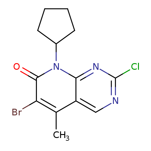 Clc1ncc2c(n1)n(C1CCCC1)c(=O)c(c2C)Br