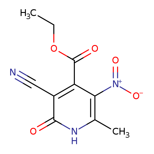CCOC(=O)c1c([N+](=O)[O-])c(C)[nH]c(=O)c1C#N