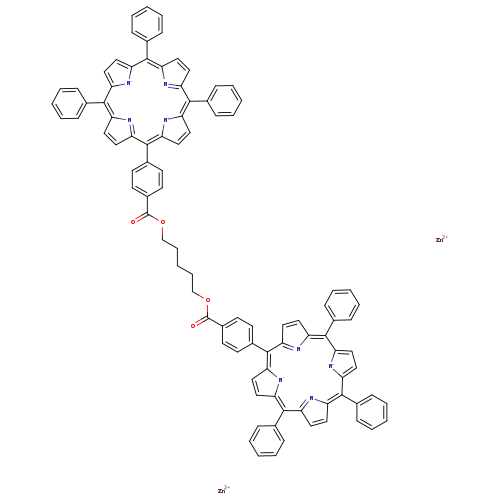 O=C(c1ccc(cc1)C1=C2C=CC(=N2)C(=c2ccc(=C(C3=NC(=C(c4[n-]c1cc4)c1ccccc1)C=C3)c1ccccc1)[n-]2)c1ccccc1)OCCCCCOC(=O)c1ccc(cc1)C1=C2C=CC(=N2)C(=c2ccc(=C(C3=NC(=C(c4[n-]c1cc4)c1ccccc1)C=C3)c1ccccc1)[n-]2)c1ccccc1.[Zn+2].[Zn+2]