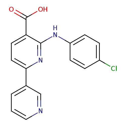 Clc1ccc(cc1)Nc1nc(ccc1C(=O)O)c1cccnc1