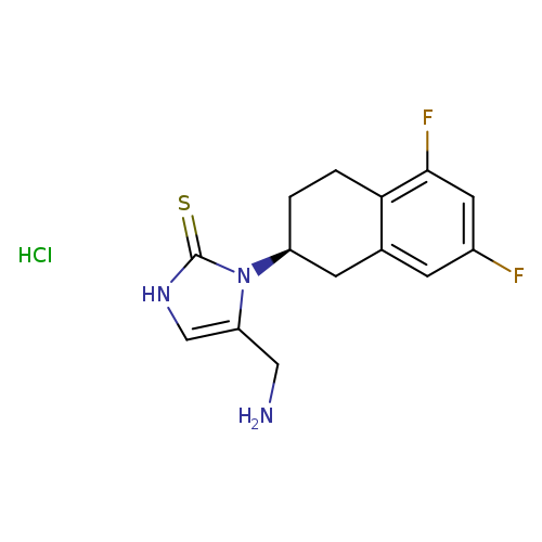 NCc1c[nH]c(=S)n1[C@H]1CCc2c(C1)cc(cc2F)F.Cl