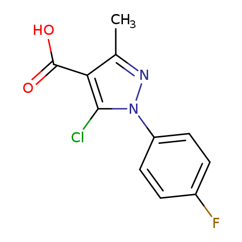 Fc1ccc(cc1)n1nc(c(c1Cl)C(=O)O)C