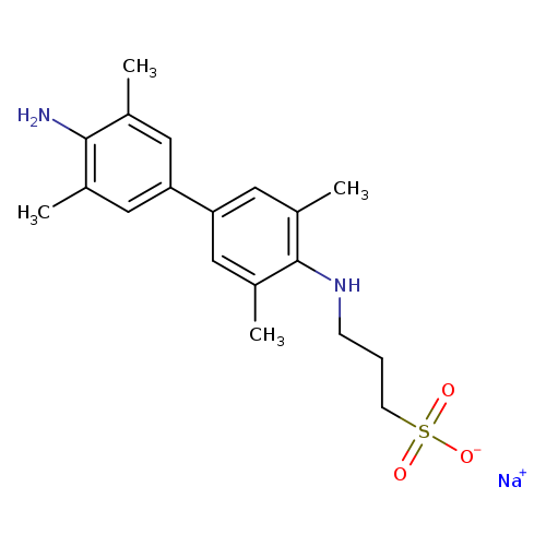 Cc1cc(cc(c1NCCCS(=O)(=O)[O-])C)c1cc(C)c(c(c1)C)N.[Na+]