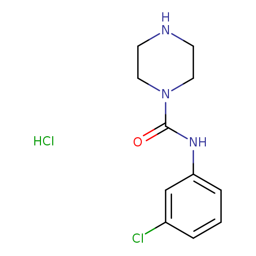 Clc1cccc(c1)NC(=O)N1CCNCC1.Cl