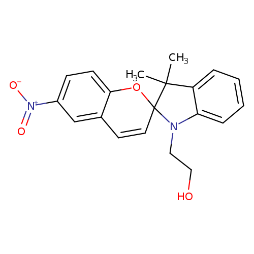 OCCN1c2ccccc2C(C21C=Cc1c(O2)ccc(c1)[N+](=O)[O-])(C)C