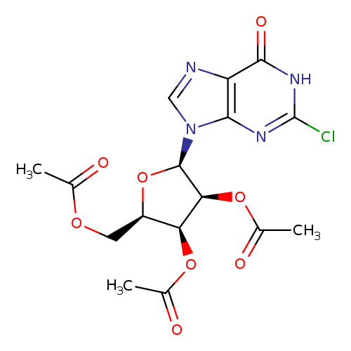 CC(=O)O[C@H]1[C@@H](OC(=O)C)[C@H](O[C@H]1n1cnc2c1nc(Cl)[nH]c2=O)COC(=O)C