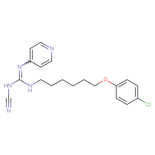 N#CNC(=Nc1ccncc1)NCCCCCCOc1ccc(cc1)Cl