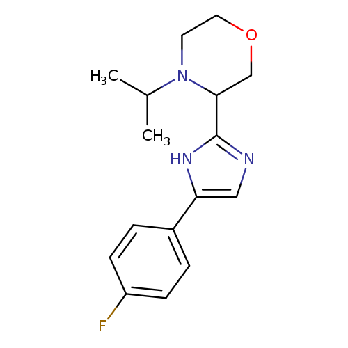 Fc1ccc(cc1)c1cnc([nH]1)C1COCCN1C(C)C