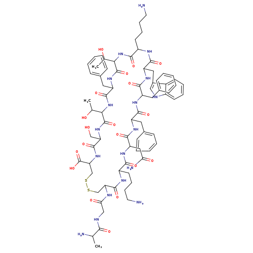 NCCCCC1NC(=O)C(CSSCC(NC(=O)C(CO)NC(=O)C(NC(=O)C(Cc2ccccc2)NC(=O)C(NC(=O)C(NC(=O)C(NC(=O)C(NC(=O)C(NC(=O)C(NC1=O)CC(=O)N)Cc1ccccc1)Cc1ccccc1)Cc1c[nH]c2c1cccc2)CCCCN)C(O)C)C(O)C)C(=O)O)NC(=O)CNC(=O)C(N)C