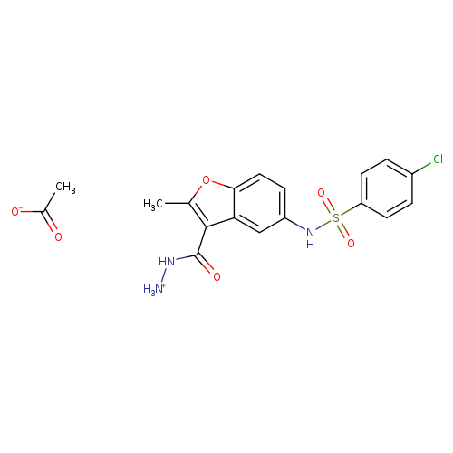 [O-]C(=O)C.[NH3+]NC(=O)c1c(C)oc2c1cc(cc2)NS(=O)(=O)c1ccc(cc1)Cl