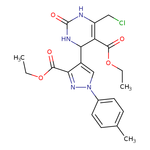 CCOC(=O)c1nn(cc1C1NC(=O)NC(=C1C(=O)OCC)CCl)c1ccc(cc1)C