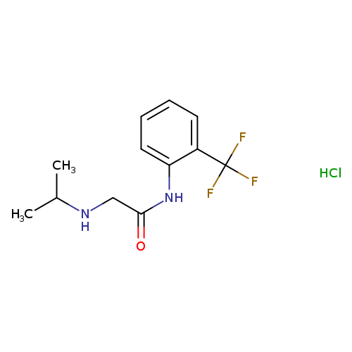 CC(NCC(=O)Nc1ccccc1C(F)(F)F)C.Cl