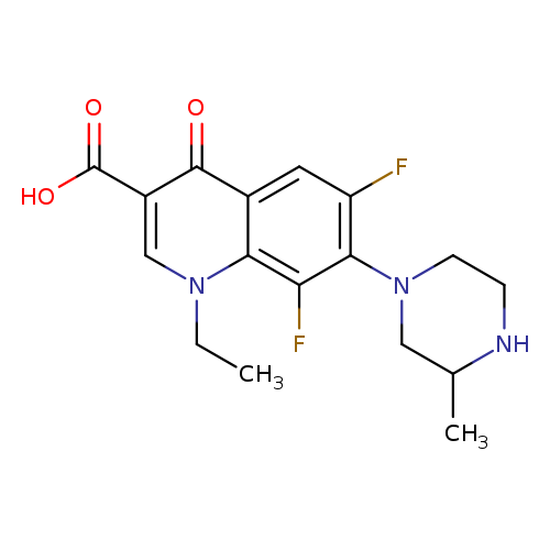 CCn1cc(C(=O)O)c(=O)c2c1c(F)c(N1CCNC(C1)C)c(c2)F