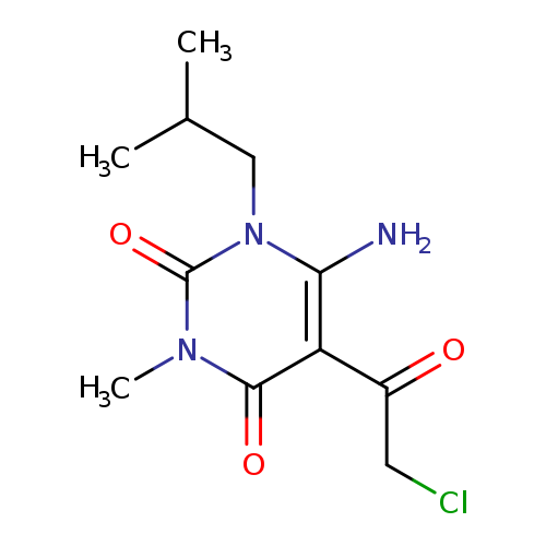 ClCC(=O)c1c(N)n(CC(C)C)c(=O)n(c1=O)C