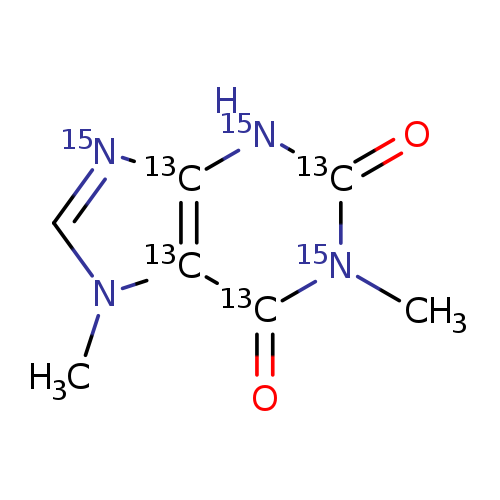 Cn1c[15n][13c]2[13c]1[13c](=O)[15n]([13c](=O)[15nH]2)C