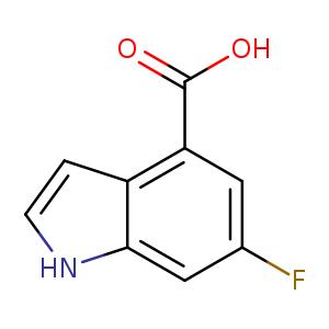 Fc1cc(C(=O)O)c2c(c1)[nH]cc2