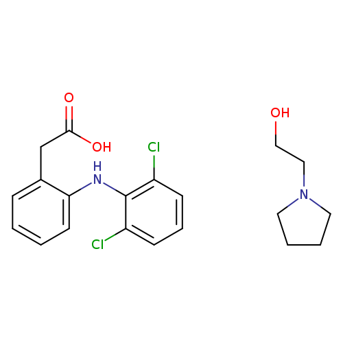 OC(=O)Cc1ccccc1Nc1c(Cl)cccc1Cl.OCCN1CCCC1