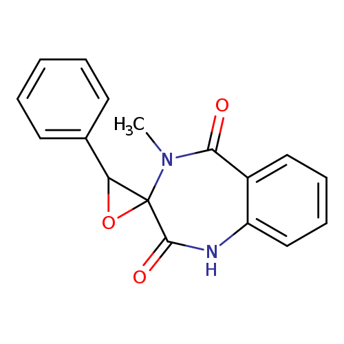 O=C1c2ccccc2NC(=O)C2(N1C)OC2c1ccccc1