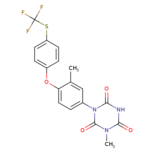 Cc1cc(ccc1Oc1ccc(cc1)SC(F)(F)F)n1c(=O)[nH]c(=O)n(c1=O)C