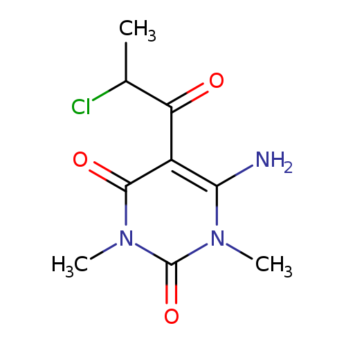 CC(C(=O)c1c(N)n(C)c(=O)n(c1=O)C)Cl