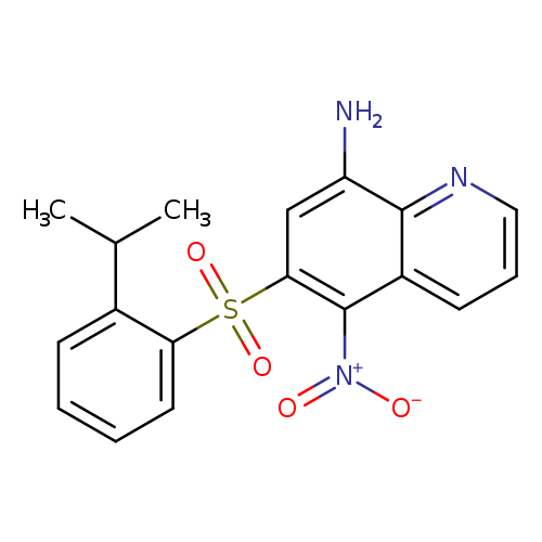 CC(c1ccccc1S(=O)(=O)c1cc(N)c2c(c1[N+](=O)[O-])cccn2)C