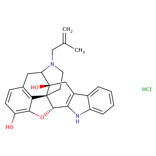 CC(=C)CN1CC[C@]23[C@@]4(C1Cc1c2c(O[C@H]3c2c(C4)c3ccccc3[nH]2)c(cc1)O)O.Cl