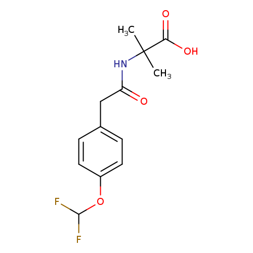 FC(Oc1ccc(cc1)CC(=O)NC(C(=O)O)(C)C)F