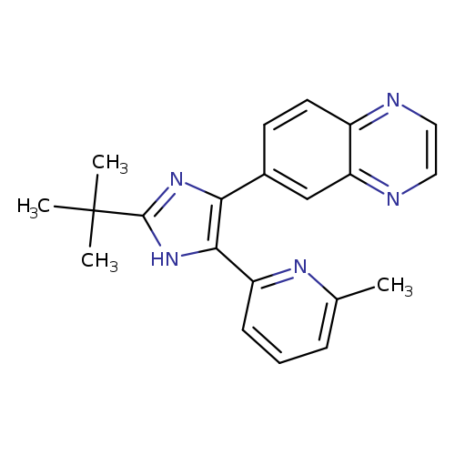 Cc1cccc(n1)c1[nH]c(nc1c1ccc2c(c1)nccn2)C(C)(C)C