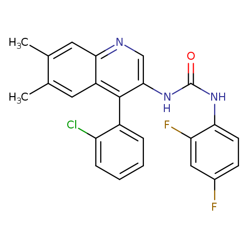 O=C(Nc1cnc2c(c1c1ccccc1Cl)cc(c(c2)C)C)Nc1ccc(cc1F)F